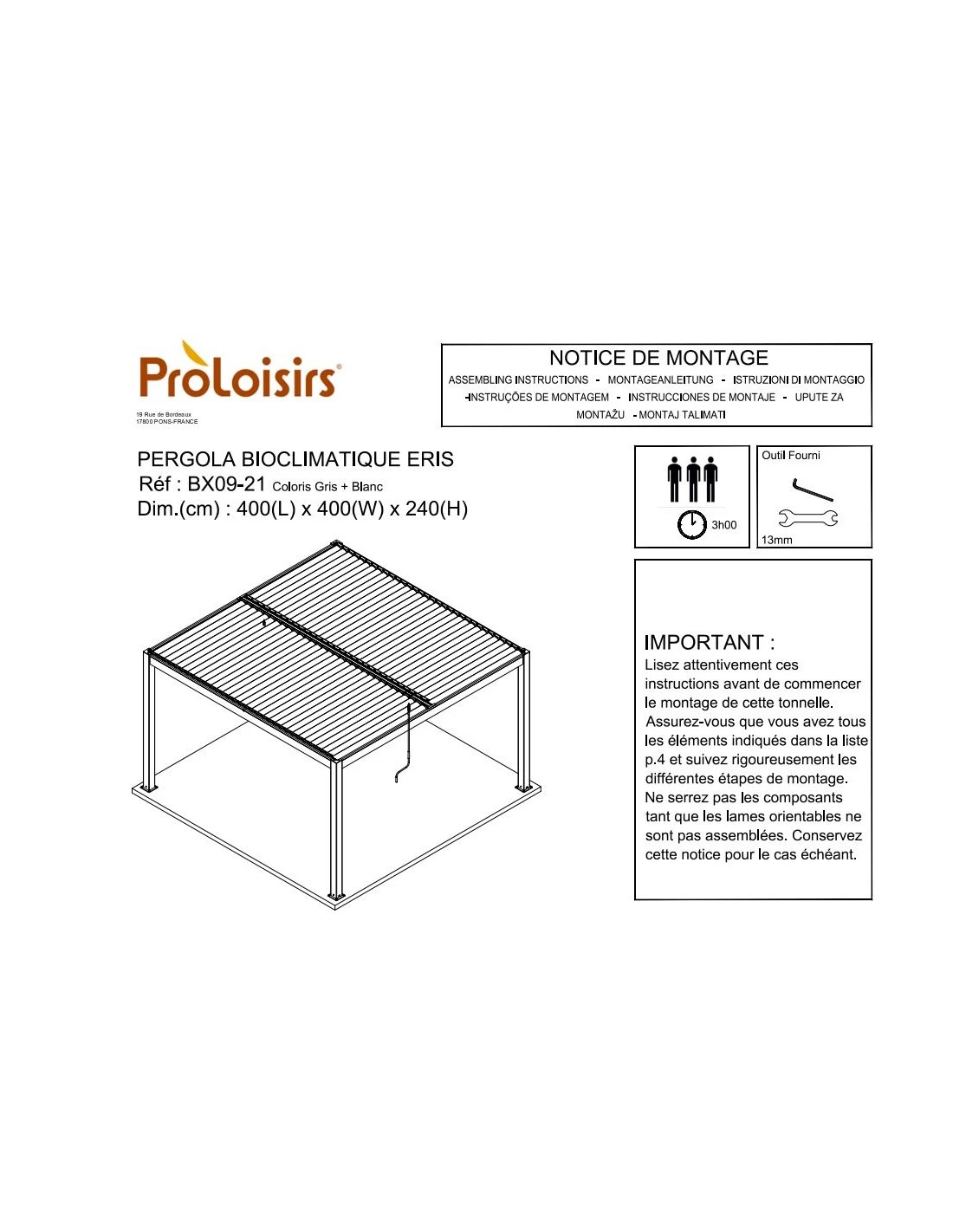 Tonnelle Bioclimatique Eris Manuel 4x4m En Aluminium Grey Blanc 13 Tonnelle Bioclimatique Eris Manuel 4x4m En Aluminium Grey Blanc – Image 11