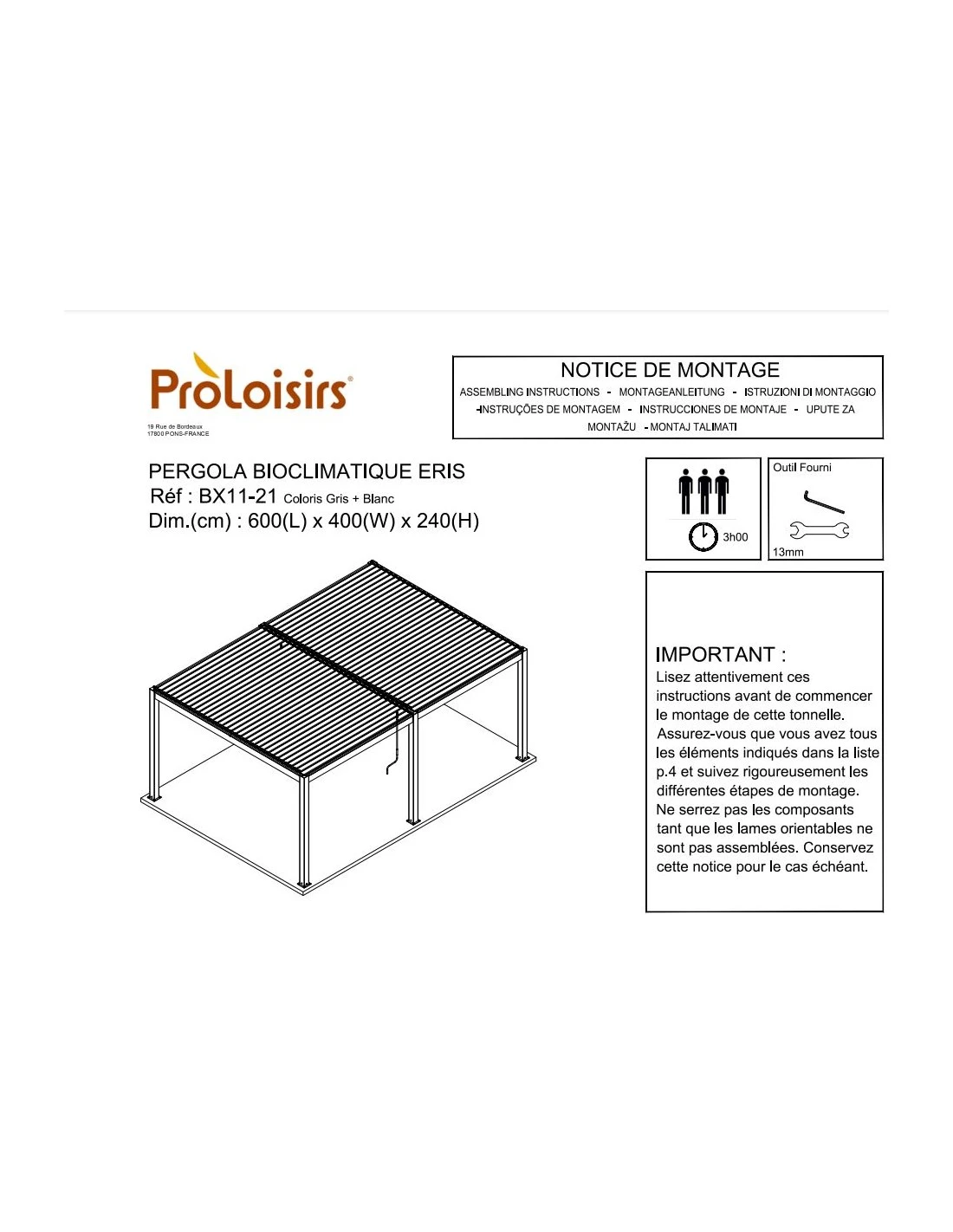 Tonnelle Bioclimatique Zéphir 6x4 M En Aluminium Avec Lames Motorisées 14 Tonnelle Bioclimatique Zéphir 6x4 M En Aluminium Avec Lames Motorisées – Image 12