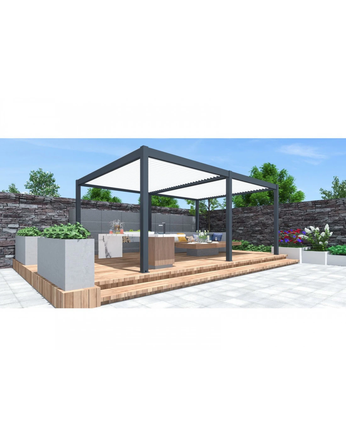 Tonnelle Bioclimatique Zéphir 6x4 M En Aluminium Avec Lames Motorisées 3 Tonnelle Bioclimatique Zéphir 6x4 M En Aluminium Avec Lames Motorisées