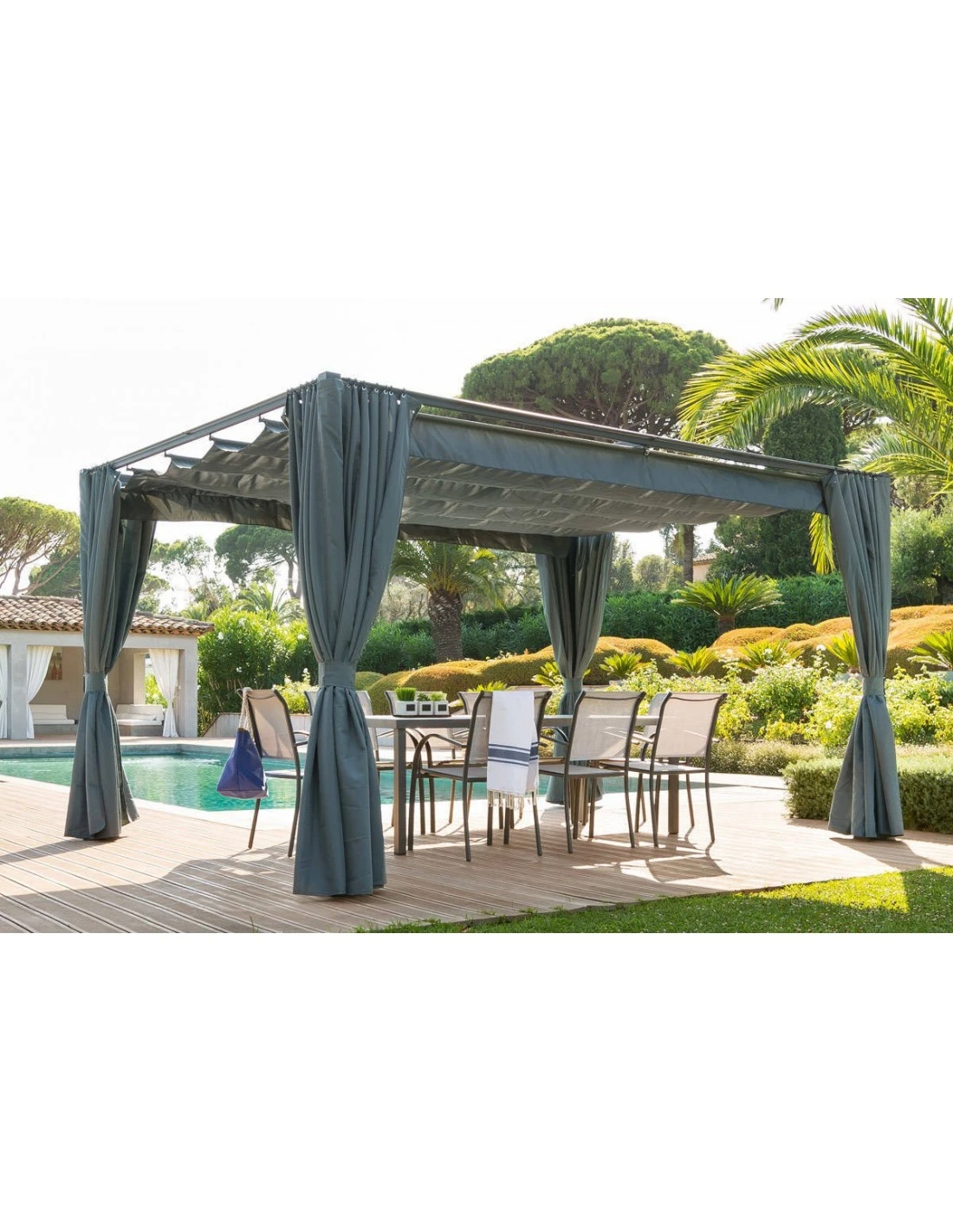 Tonnelle De Jardin Palmeira Ardoise 3 X 4 M - Toit Rétractable 3 Tonnelle De Jardin Palmeira Ardoise 3 X 4 M - Toit Rétractable