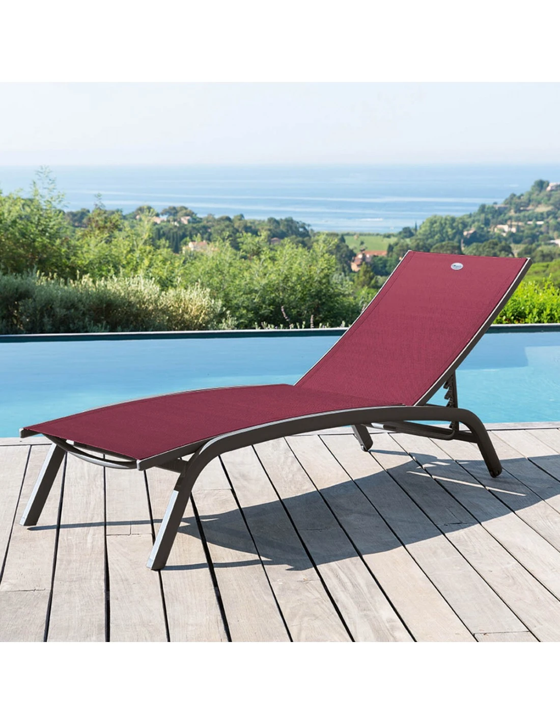 Transat Bonao 4 Positions - Aluminium Et Texaline - Graphite / Bordeaux 4 Transat Bonao 4 Positions - Aluminium Et Texaline - Graphite / Bordeaux – Image 2