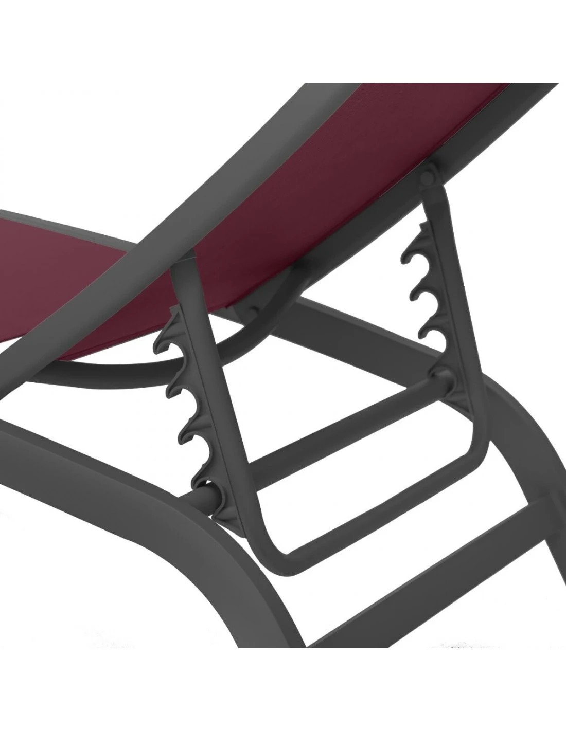 Transat Bonao 4 Positions - Aluminium Et Texaline - Graphite / Bordeaux 7 Transat Bonao 4 Positions - Aluminium Et Texaline - Graphite / Bordeaux – Image 5