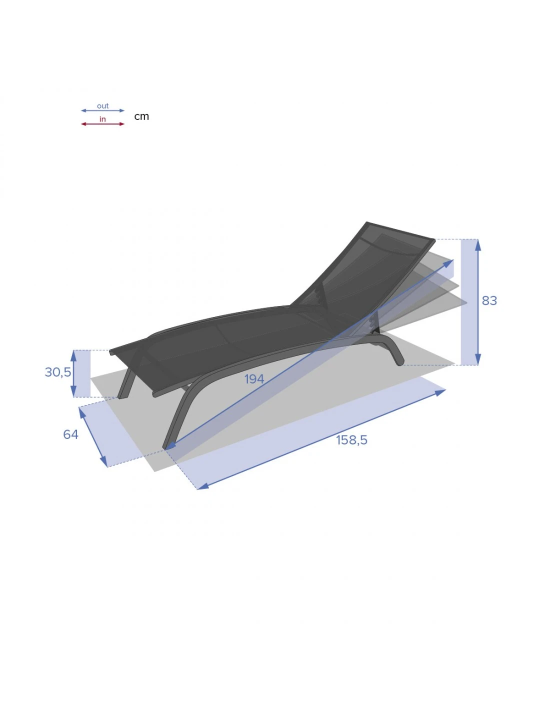 Transat Bonao 4 Positions - Aluminium Et Texaline - Graphite / Bordeaux 9 Transat Bonao 4 Positions - Aluminium Et Texaline - Graphite / Bordeaux – Image 7