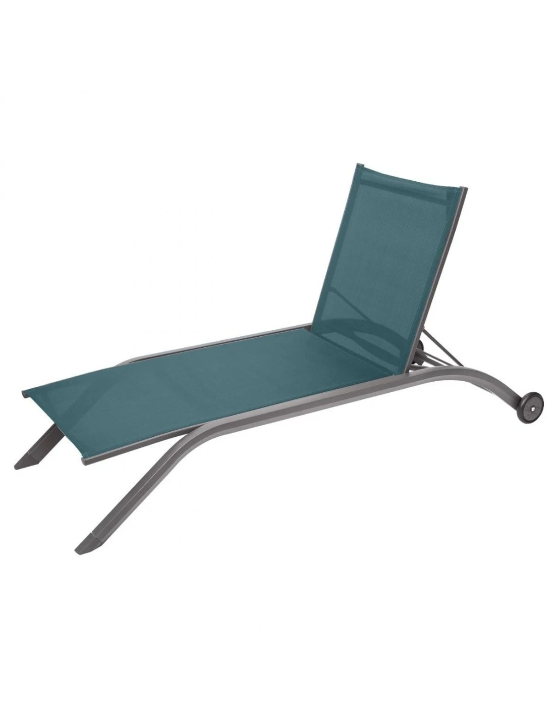 Transat De Jardin Milenio - 5 Positions - Aluminium Et Texaline - Graphite / Bleu Canard 4 Transat De Jardin Milenio - 5 Positions - Aluminium Et Texaline - Graphite / Bleu Canard – Image 2