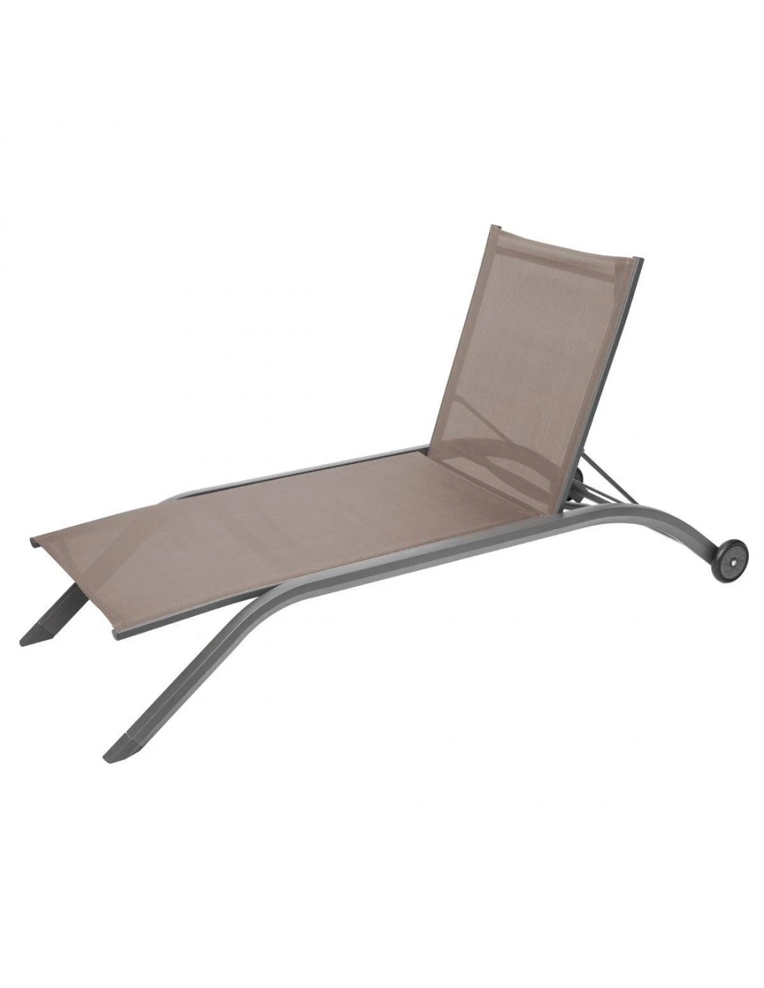 Transat De Jardin Milenio - 5 Positions - Aluminium Et Texaline - Noisette / Tonka 4 Transat De Jardin Milenio - 5 Positions - Aluminium Et Texaline - Noisette / Tonka – Image 2