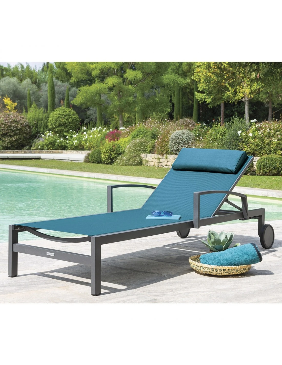 Transat De Jardin Ocala 4 Positions Aluminium Et Texaline - Graphite / Bleu Canard 3 Transat De Jardin Ocala 4 Positions Aluminium Et Texaline - Graphite / Bleu Canard